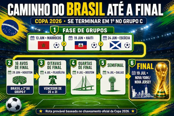 Caminho do Brasil até a final da Copa 2026