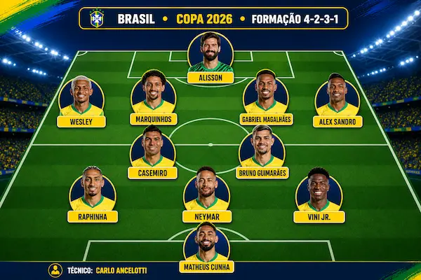 Provável escalação do Brasil na Copa 2026